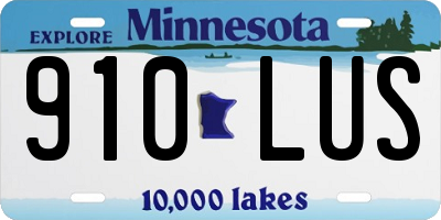 MN license plate 910LUS