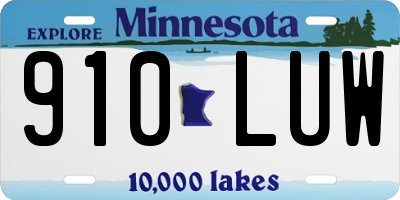 MN license plate 910LUW