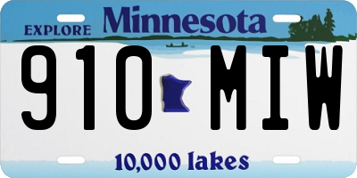 MN license plate 910MIW