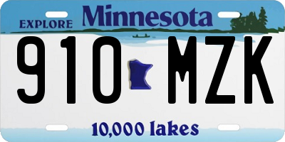MN license plate 910MZK