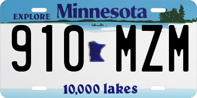 MN license plate 910MZM