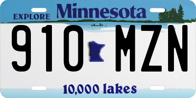 MN license plate 910MZN