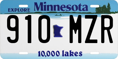 MN license plate 910MZR