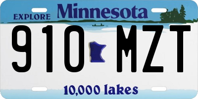 MN license plate 910MZT