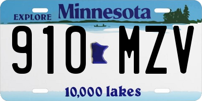MN license plate 910MZV