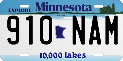 MN license plate 910NAM