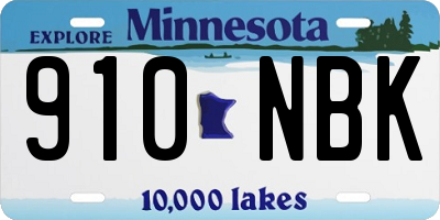 MN license plate 910NBK