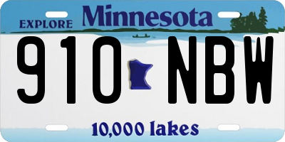 MN license plate 910NBW