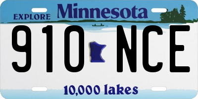 MN license plate 910NCE
