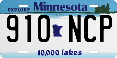 MN license plate 910NCP