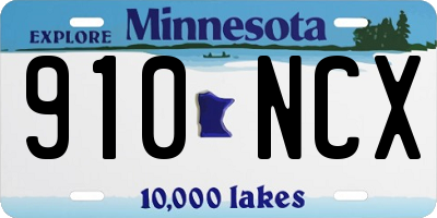 MN license plate 910NCX