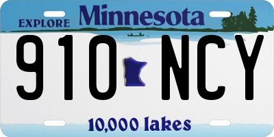 MN license plate 910NCY