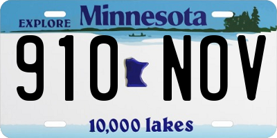 MN license plate 910NOV