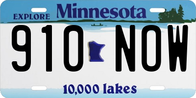 MN license plate 910NOW