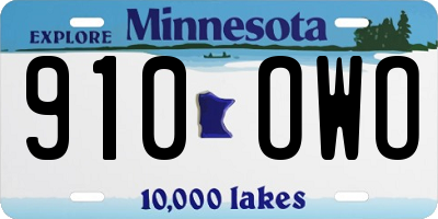 MN license plate 910OWO