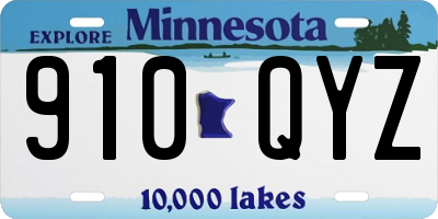 MN license plate 910QYZ