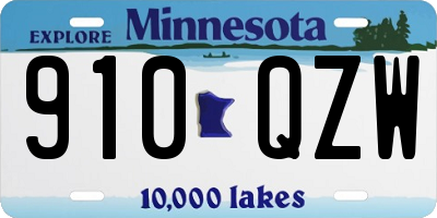 MN license plate 910QZW