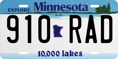 MN license plate 910RAD