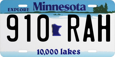 MN license plate 910RAH