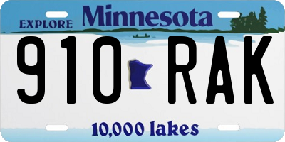 MN license plate 910RAK