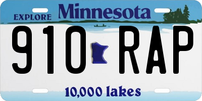 MN license plate 910RAP