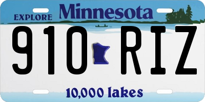MN license plate 910RIZ