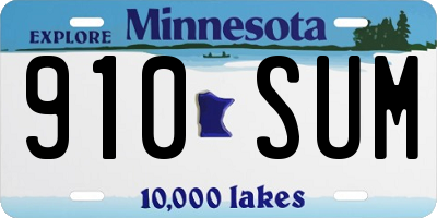 MN license plate 910SUM