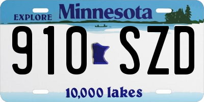 MN license plate 910SZD