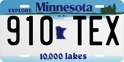 MN license plate 910TEX