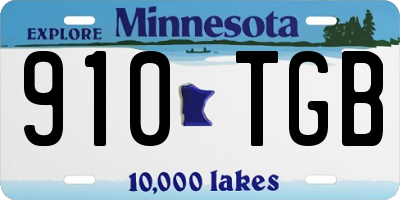 MN license plate 910TGB