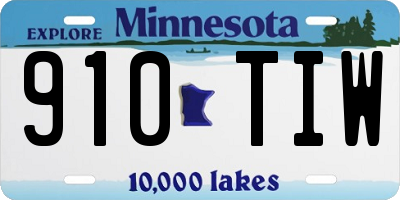 MN license plate 910TIW