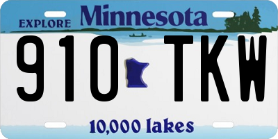 MN license plate 910TKW