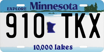 MN license plate 910TKX