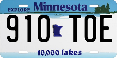 MN license plate 910TOE
