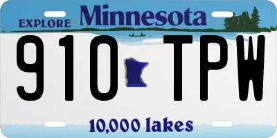 MN license plate 910TPW