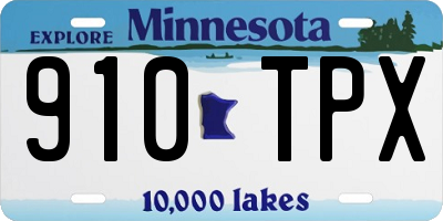 MN license plate 910TPX