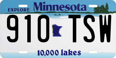 MN license plate 910TSW