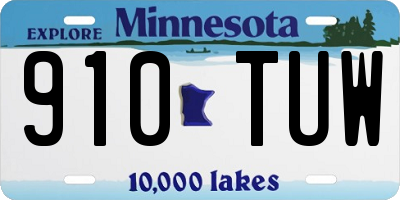 MN license plate 910TUW