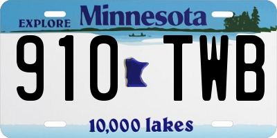 MN license plate 910TWB