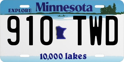 MN license plate 910TWD