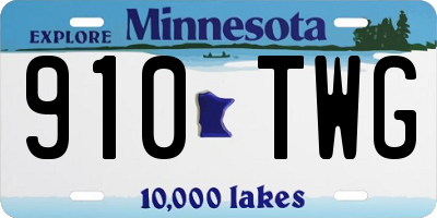 MN license plate 910TWG