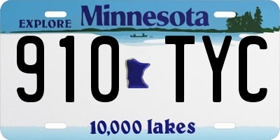 MN license plate 910TYC