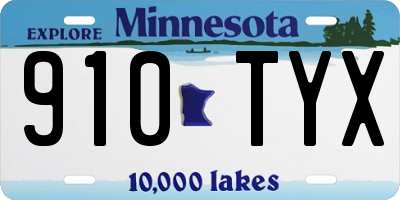 MN license plate 910TYX