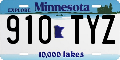 MN license plate 910TYZ