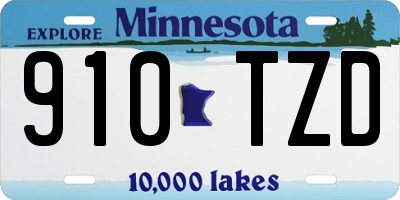 MN license plate 910TZD