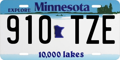 MN license plate 910TZE