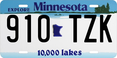MN license plate 910TZK