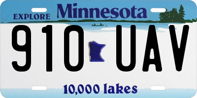 MN license plate 910UAV