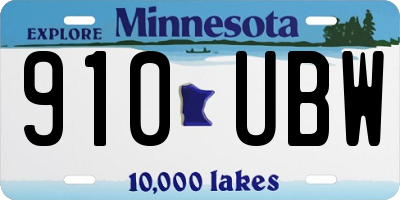 MN license plate 910UBW