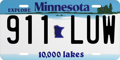 MN license plate 911LUW